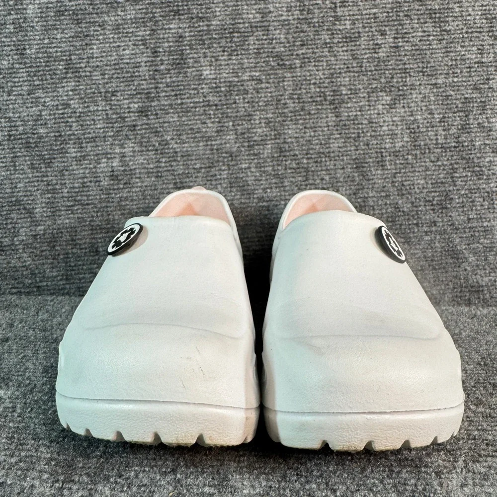 White Nursing Clogs Slip On Professional Work Shoes Medical Caduceus Size 3